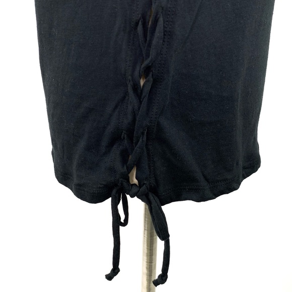 Not Your Baby Top Side Lace Up Black Graphic Tee S - Picture 4 of 7